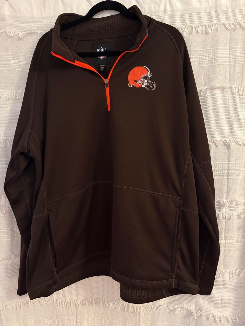 NFL Brown Pullover Quarter-Zip with Orange Helmet Logo